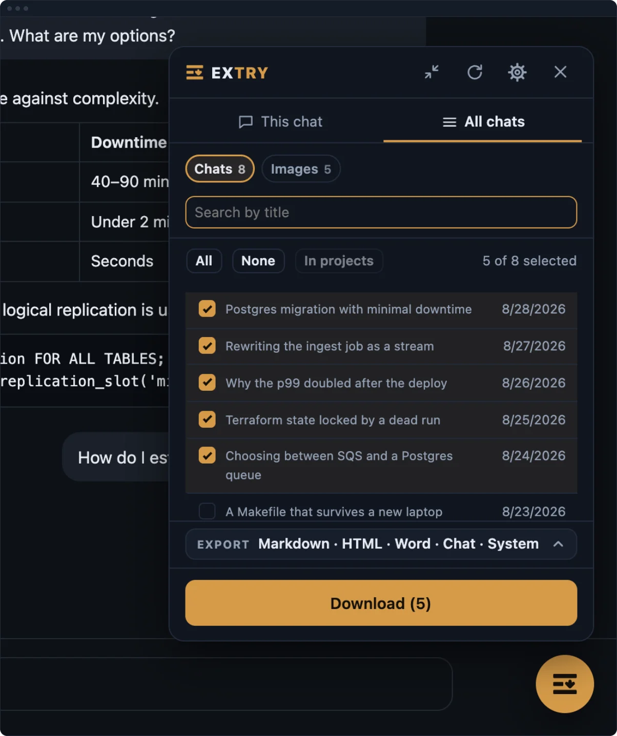 Export all ChatGPT and DeepSeek chats — every conversation in one archive