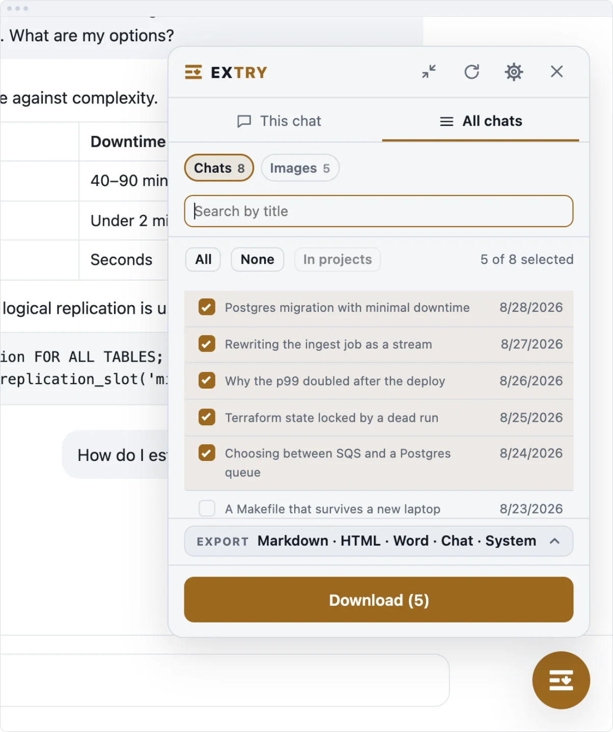 Export all ChatGPT and DeepSeek chats — every conversation in one archive