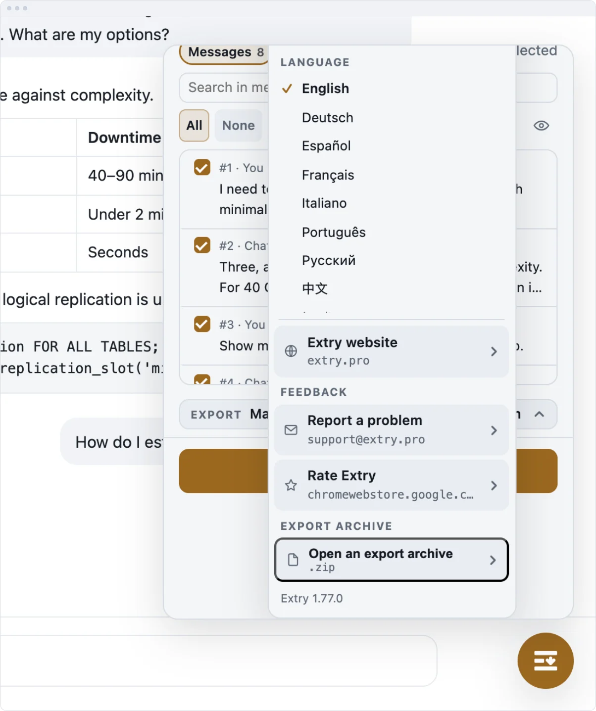 Das ChatGPT-Export-Archiv öffnen — die .zip lesen und daraus speichern