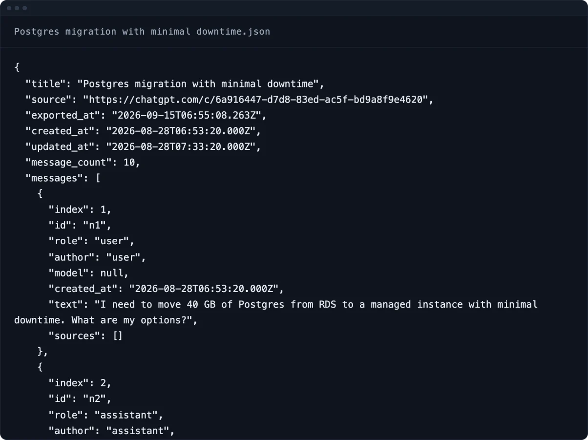 ChatGPT & DeepSeek to JSON — export a conversation as structured data