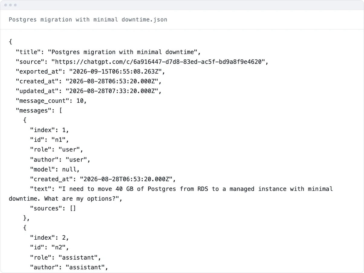 ChatGPT & DeepSeek to JSON — export a conversation as structured data